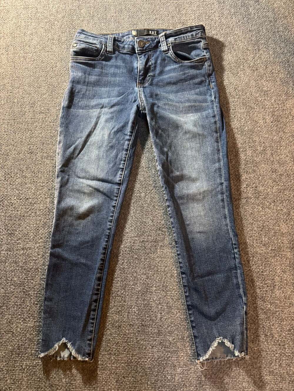 Kut From The Kloth Skinny Jeans Size 2 Blue Denim Raw Hem